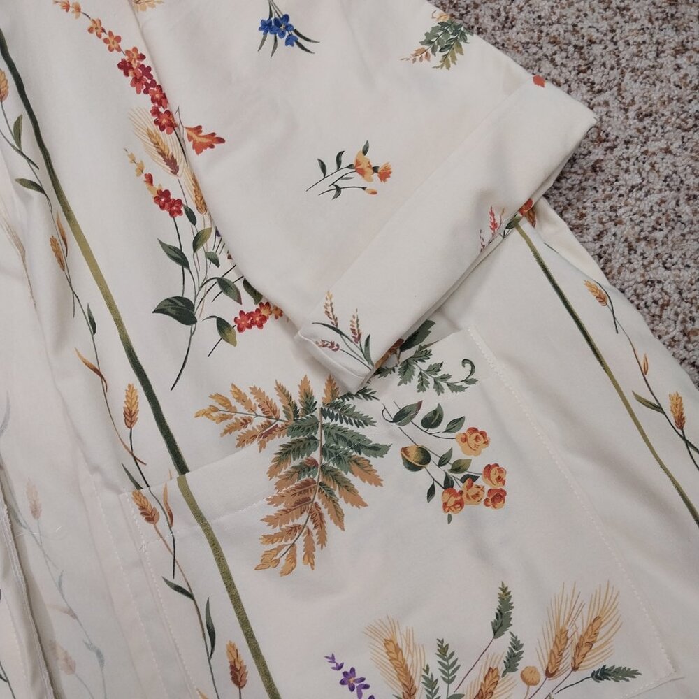 3501 Size XL Yellow and Green Long Length Duster Made from Linen  Tablecloth. - Picture 2 of 8